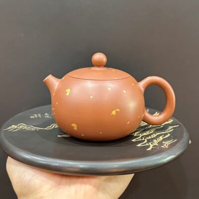 Ấm tây thi tử sa nê hưng cao cấp thủ công hoạ tiết vàng đẹp 220ml pha trà ngon.