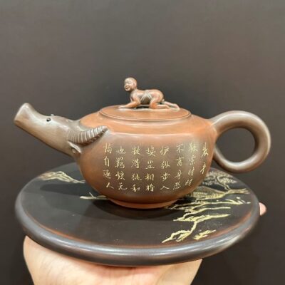Ấm tử sa nê hưng cao cấp cậu bé cưỡi trâu thủ công đẹp 280ml pha trà quần ẩm ngon.