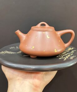 Ấm tử sa thạch biều nê hưng vẽ vảy vàng thủ công cao cấp 220ml pha trà ngon.