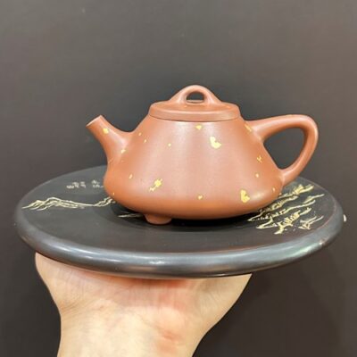 Ấm tử sa thạch biều nê hưng vẽ vảy vàng thủ công cao cấp 220ml pha trà ngon.