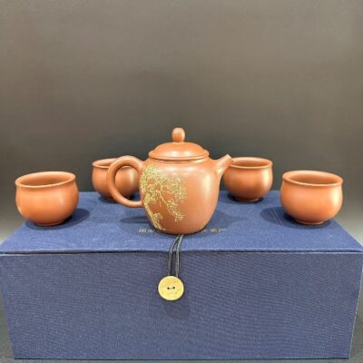Bộ ấm chén pha trà cao cấp gốm tử sa nê hưng thủ công hộp đẹp pha trà ngon.