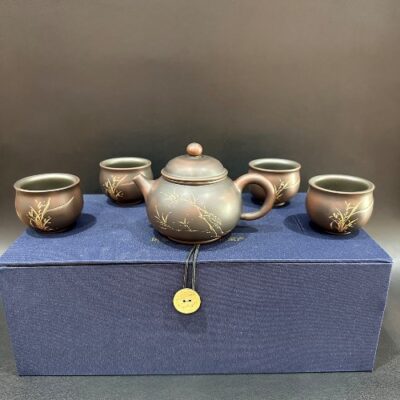 Bộ ấm pha trà ngon hỏa biến cao cấp dáng dung thiên thủ công đẹp 4 chén.
