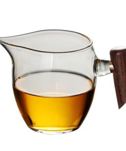 Chén tống thủy tinh làm chuyên trà quai gỗ cao cấp 300ml CT07