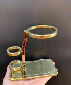 Giá gác lọc trà inox vàng đẹp đặt chén tống và lọc trà tiện lợi cắm chổi.