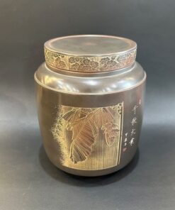 Hũ đựng trà phổ nhĩ tử sa nê hưng thủ công hoạ cây chuối đẹp đựng trà thơm