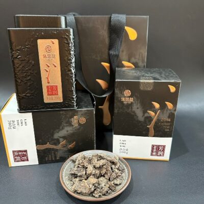 Lão đầu trà phổ nhĩ hóa thạch năm 2014 cao cấp hộp 200g thơm ngon uống lâu.