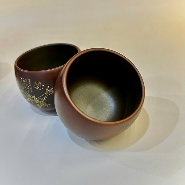 Bộ ly uống trà cao cấp tử sa nê hưng khắc mai lan cúc trúc 65ml CNH32 - Ảnh 3