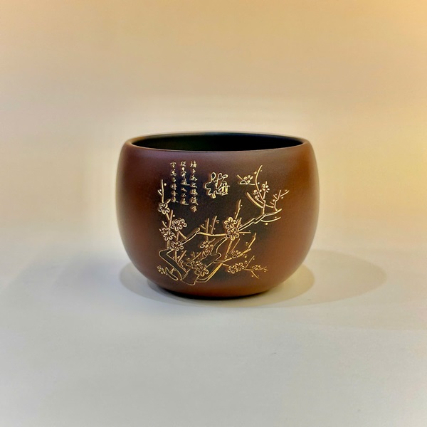 Bộ ly uống trà cao cấp tử sa nê hưng khắc mai lan cúc trúc 65ml CNH32 - Ảnh 7