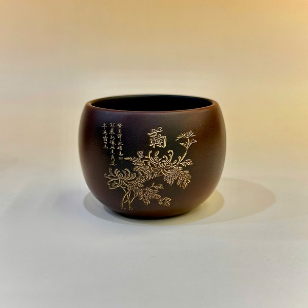 Bộ ly uống trà cao cấp tử sa nê hưng khắc mai lan cúc trúc 65ml CNH32 - Ảnh 8