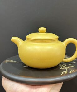 Ấm pha trà tử sa nê hưng màu vàng dáng biển phúc đẹp 240ml thủ công đẹp.