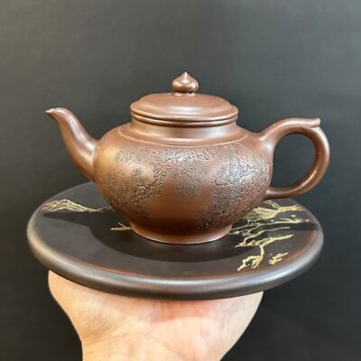 Ấm pha trà tử sa nghi hưng đất cũ dáng tiêu anh hoa anh đào 250ml ATS263