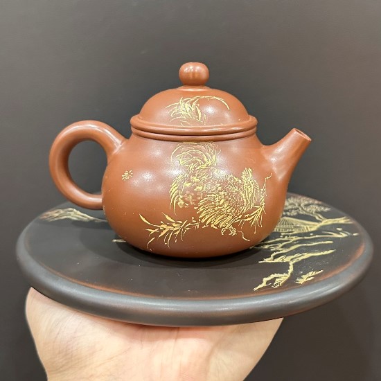 Ấm trà cao cấp dáng dung thiên khắc gà thủ công đẹp 220ml pha trà ngon