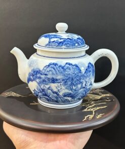 Ấm trà sứ cảnh đức vẽ tay sơn thủy cao cấp quần ẩm pha trà ngon 330-350ml AS40.