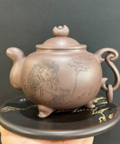 Ấm trà tử sa đất cũ nguyên khoáng nghi hưng dáng đại bân đẹp 350ml thủ công quần ẩm