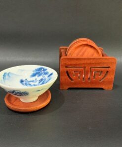 Bộ đế kê chén trà gỗ hương dáng tròn đẹp làm lót ly LC28.