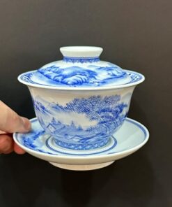 Chén khải cảnh đức cao cấp vẽ tay sơn thủy làm tiềm trà 220ml AS59