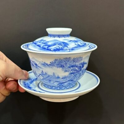 Chén khải cảnh đức cao cấp vẽ tay sơn thủy làm tiềm trà 220ml AS59