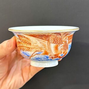 Chén trà sứ cảnh đức vẽ tay cao cấp phượng hoàng men phấn thái 120ml CS95