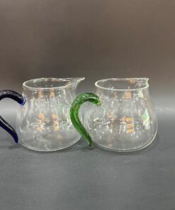 Chuyên trà thủy tinh cao cấp quai màu đáy to đẹp 300ml làm chén tống rót trà.
