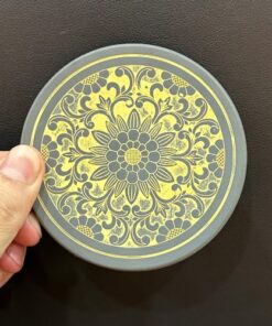 Đế kê chén trà dáng tròn gốm tử sa họa tiết hoa cúc đại đẹp LC56.