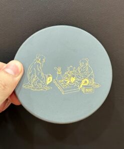 Đế kê tách trà đẹp gốm tử sa màu xanh họa tiết thiền trà nhất vị.