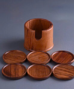 Bộ đế chén trà gỗ hương cao cấp tròn làm lót ly đẹp LC32