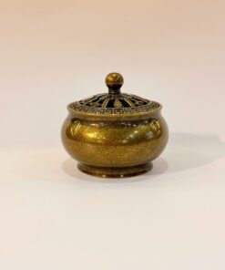 Lư đồng nguyên chất đốt trầm hương cỡ nhỏ màu vàng 360g LD40