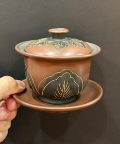 Tiềm trà tử sa nê hưng làm chén khải pha trà cỡ nhỏ đẹp 150ml họa tiết hoa sen.