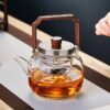 Ấm trà thủy tinh đun nước bếp hồng ngoại có hai lõi lọc 800ml ATT04