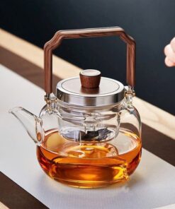 Ấm trà thủy tinh đun nước bếp hồng ngoại có hai lõi lọc 800ml ATT04