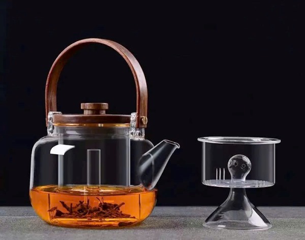 Ấm đun nước thủy tinh quai gỗ có lõi lọc để pha trà 800ml cao cấp ATT05 - Ảnh 3