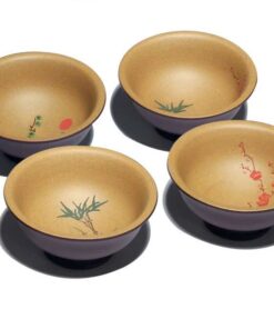 Bộ chén tử sa cao cấp uống trà ngon nguyên khoáng đất cũ chuẩn tứ quý 70ml thủ công đẹp.