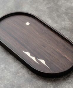 Khay trà doc am bằng gỗ gụ dáng bo cạnh tròn đẹp 30x15cm pha trà một hai người.