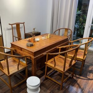 Bộ bàn ghế uống trà gỗ hương lào kiểu tàu làm trà thất đẹp 1m6 pha trà mời khách