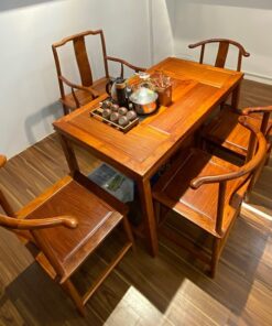 Bộ bàn ghế uống trà kiểu trung quốc gỗ hương lào 1m2 làm trà thất cỡ nhỏ đẹp.