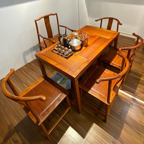 Bộ bàn ghế uống trà kiểu trung quốc gỗ hương lào 1m2 làm trà thất cỡ nhỏ đẹp