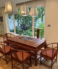 Bộ bàn ghế uống trà kiểu trung quốc làm trà thất nhà sếp phó tổng gỗ hương lào 1m8