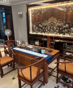 Bộ bàn ghế uống trà kiểu trung quốc nhà sếp tổng gỗ hương lào 1m8 làm trà thất đẹp.