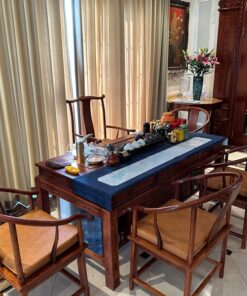 Bộ bàn ghế uống trà kiểu trung quốc pha trà tiếp khách gỗ hương 1m8 thủ công đẹp.