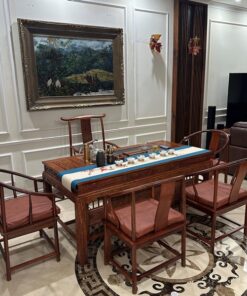 Bộ bàn ghế uống trà tiếp khách kiểu trà thất gỗ hương lào 1m8 hàng làm kỹ.