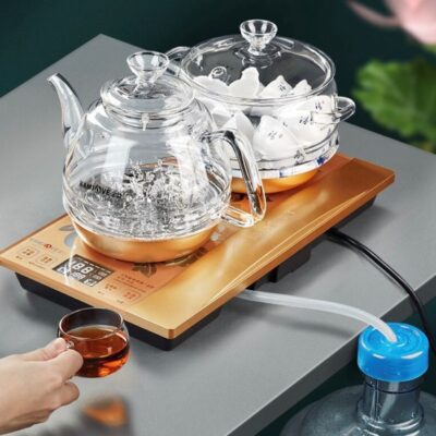 bộ bàn trà điện đun nước pha trà tự đông bơm bên trong thủy tinh KamJove H9.