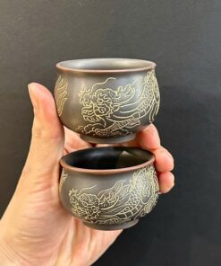 Chén uống trà hình rồng đẹp tử sa nê hưng hỏa biến thủ công 65ml làm ly trà đẹp.