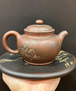 Ấm kiến thủy tử đào nê hưng cao cấp chuyết chỉ khắc trúc 250ml pha trà ngon.