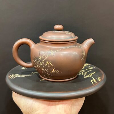 Ấm kiến thủy tử đào nê hưng cao cấp chuyết chỉ khắc trúc 250ml pha trà ngon.