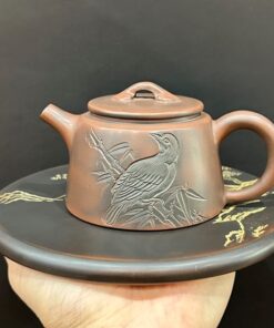 Ấm kiến thủy tử đào nê hưng cao cấp khắc chim thủ công 250ml pha trà ngon.