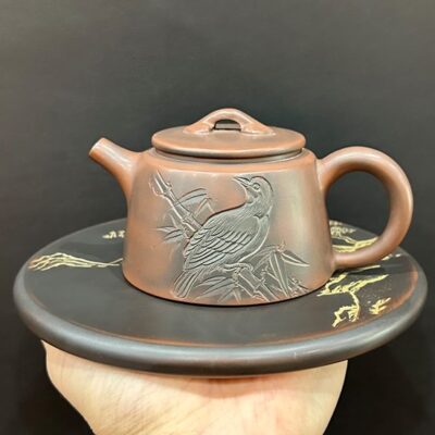 Ấm kiến thủy tử đào nê hưng cao cấp khắc chim thủ công 250ml pha trà ngon.