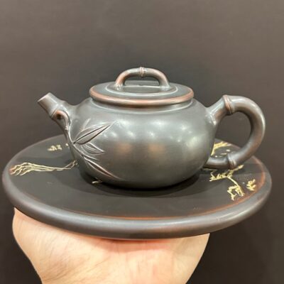ấm nê hưng tử sa hỏa biến thủ công dáng trúc đoạn đẹp 280ml pha trà ngon.
