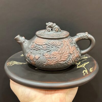 Ấm pha trà tử sa nê hưng thạch biều long phụng cao cấp 260ml pha trà ngon.