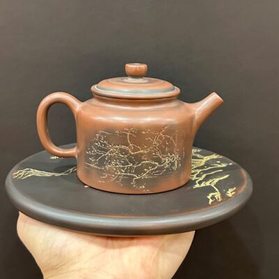 Ấm tử đào nê hưng kiến thủy cao cấp khắc tháp rùa hồ gươm thủ công 240ml pha trà ngon.