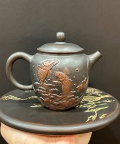 Ấm tử sa kiến thủy cao cấp thủ công dáng cung đăng cá vượt vũ môn 240ml pha trà ngon.